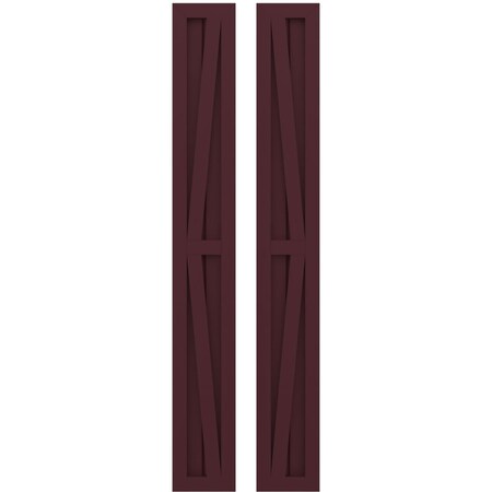 Ekena Millwork Americraft 2-Board Wood 2 Equal Panel Frmd Board-n-Batten Shutters w/Dbl Z-Bar, ARW102BF207X46WRH, PR ARW102BF207X46WRH
